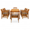 Set comedor de jardín 9 pzas y cojines madera maciza de acacia 2