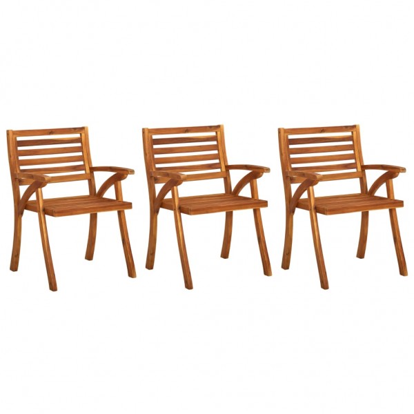 Cadeiras de jantar p/ jardim c/ almofadões 3 pcs acácia maciça M 2