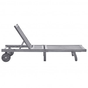 Tumbona de jardín con cojín madera maciza de acacia gris H