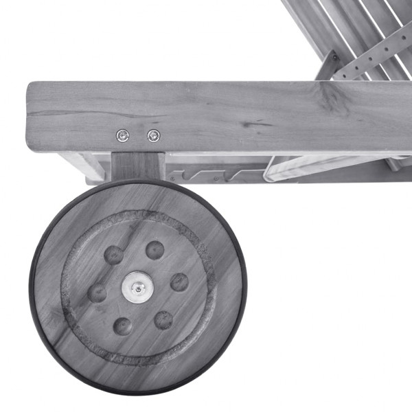 Tumbona de jardín con cojín madera maciza de acacia gris M 4