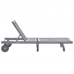 Espreguiçadeira de jardim c/ almofadão acácia maciça cinzento H