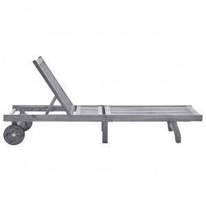 Espreguiçadeira de jardim c/ almofadão acácia maciça cinzento H