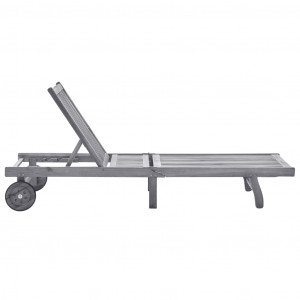 Tumbona de jardín con cojín madera maciza de acacia gris H