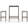 3 pcs conjunto de bar p/ jardim com almofadões vime PE castanho 1