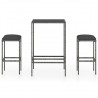 Set muebles bar jardín 3 piezas y cojines ratán sintético gris 1
