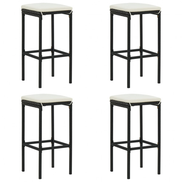 5 pcs conjunto de bar p/ jardim c/ almofadões vime PE preto M 5