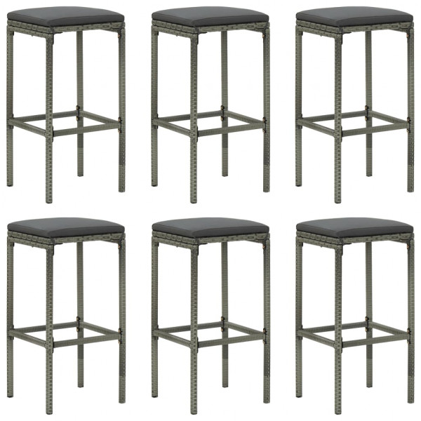Set muebles bar jardín 7 piezas y cojines ratán sintético gris M 5