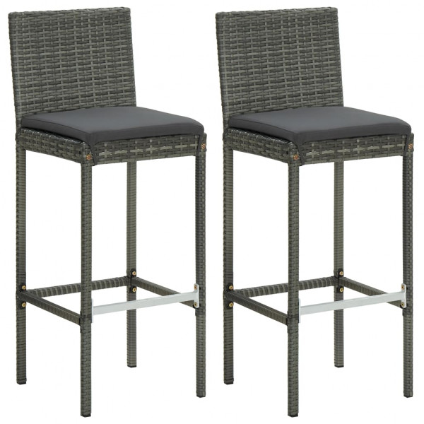 Set muebles bar jardín 3 piezas y cojines ratán sintético gris M 5