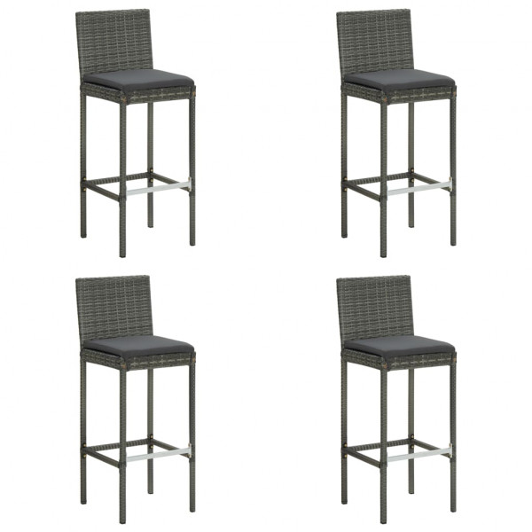 Set muebles bar jardín 5 piezas y cojines ratán sintético gris M 5