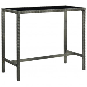 Set de muebles de bar de jardín 5 pzas y cojines ratán PE gris H