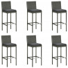 7 pcs conjunto de bar p/ jardim c/ almofadões vime PE cinzento 5