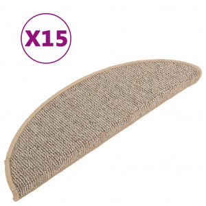 Alfombras de peldaños de escalera 15 uds marrón 56x17x3 cm H