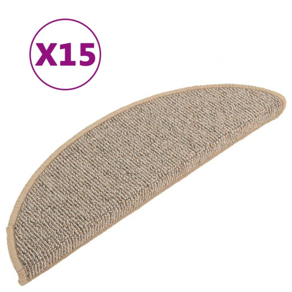 Tapete/carpete para degraus 15 pcs 56x17x3 cm castanho M 2