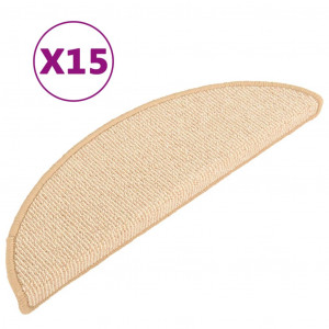 Tapete/carpete para degraus 15 pcs 56x17x3 cm cor creme H