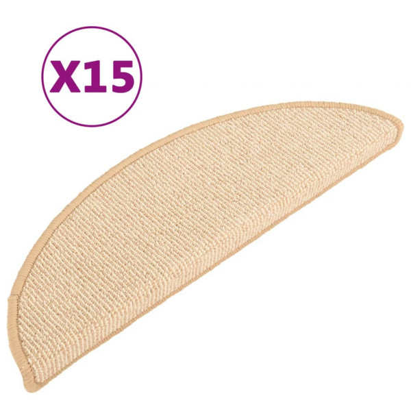 Tapete/carpete para degraus 15 pcs 56x17x3 cm cor creme M 2