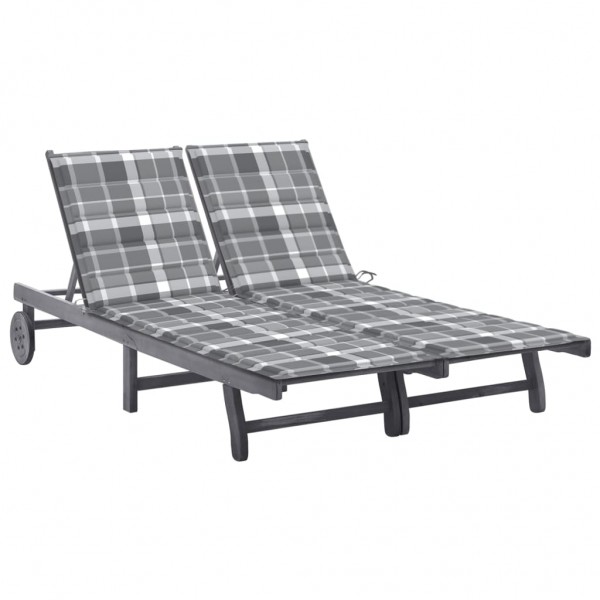 Tumbona de jardín 2 personas y cojines madera maciza de acacia D