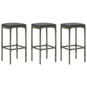 4 pcs conjunto de bar para jardim com almofadões cinzento H