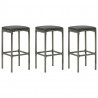 Juego muebles de bar para jardín 4 piezas y cojines gris 2