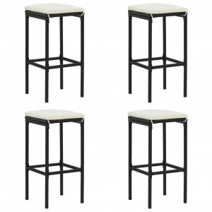 Juego de muebles de bar de jardín de 5 piezas y cojines negro H