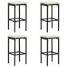 Juego de muebles de bar de jardín de 5 piezas y cojines negro 2
