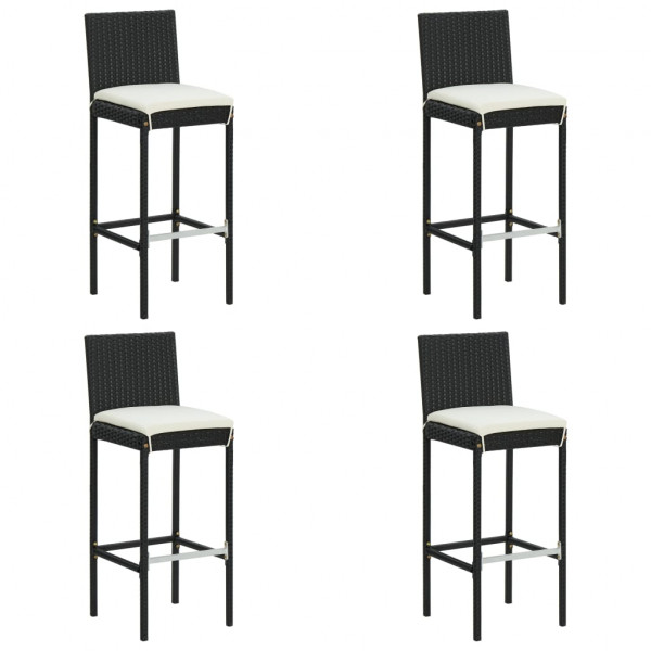 5 pcs conjunto de bar para jardim com almofadões preto M 2