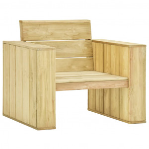 Set muebles de jardín y cojines 3 pzas madera pino impregnada H