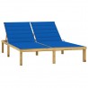 Tumbona doble y cojines azul royal madera pino impregnada 1