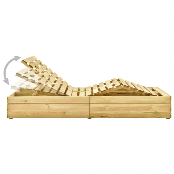 Tumbona doble y cojines madera pino impregnada gris M 3