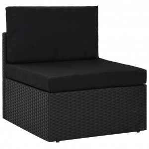 9 pcs conjunto lounge de jardim c/ almofadões vime PE preto H