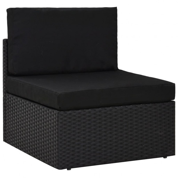 Set de muebles de jardín 9 pzas ratán sintético y cojines negro M 2