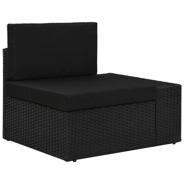 9 pcs conjunto lounge de jardim c/ almofadões vime PE preto M 3