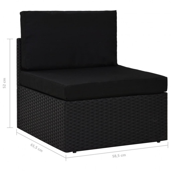 Set de muebles de jardín 5 pzas ratán sintético y cojines negro M 4