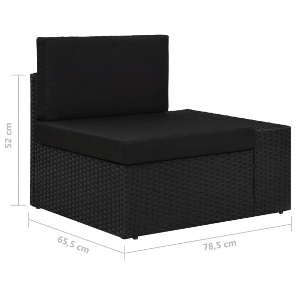 Set de muebles de jardín 5 pzas ratán sintético y cojines negro M 5