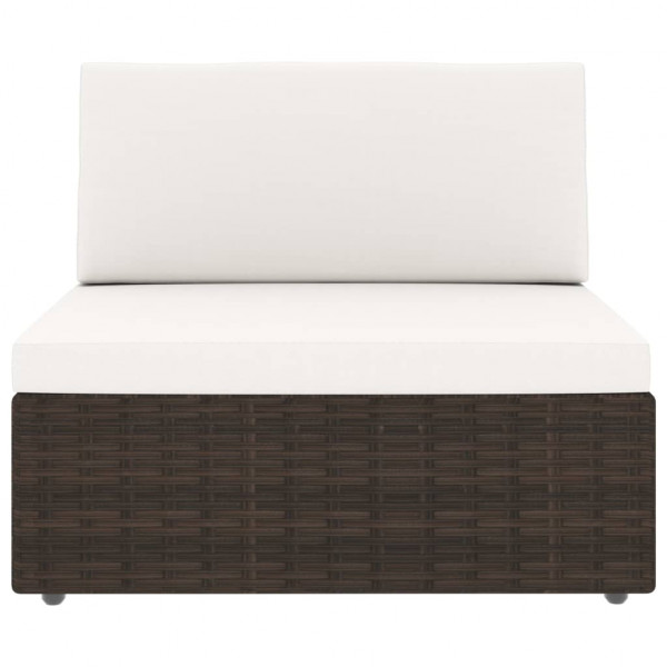 Set muebles de jardín 9 pzas y cojines ratán sintético marrón M 3