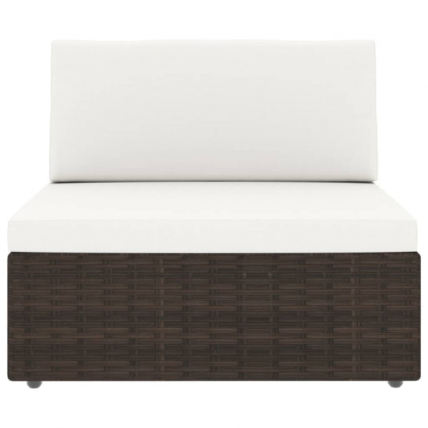 Juego muebles de jardín 8 pzas y cojines ratán sintético marrón M 4