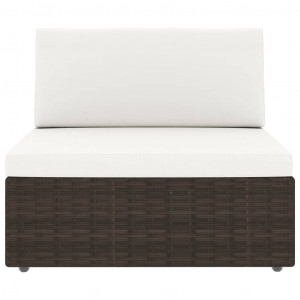 Set muebles de jardín 9 pzas y cojines ratán sintético marrón H