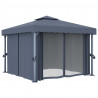Gazebo com cortinas e cordões de luzes LED 3x3 m antracite 3