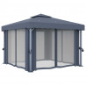 Gazebo com cortinas e cordões de luzes LED 3x3 m antracite 5