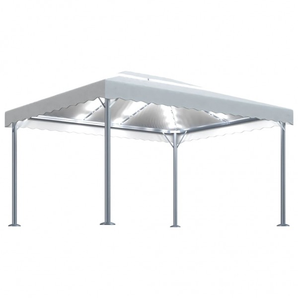 Cenador con tira de luces LED aluminio crema 400x300 cm D