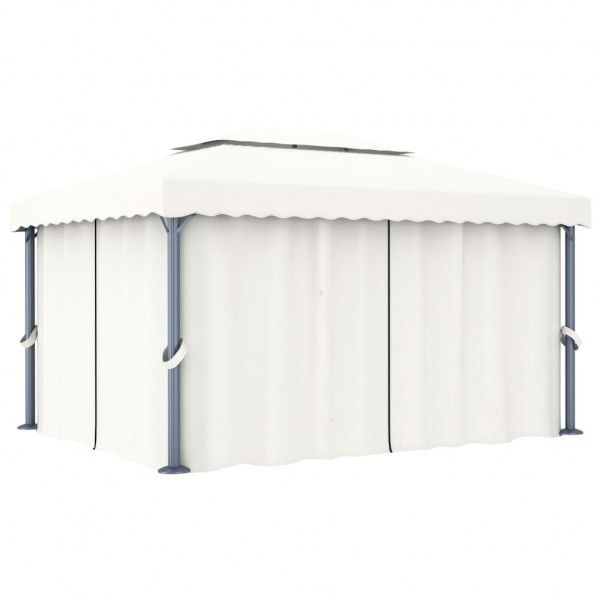 Gazebo com cortinas e cordões de luzes LED 4x3 m branco nata M 2