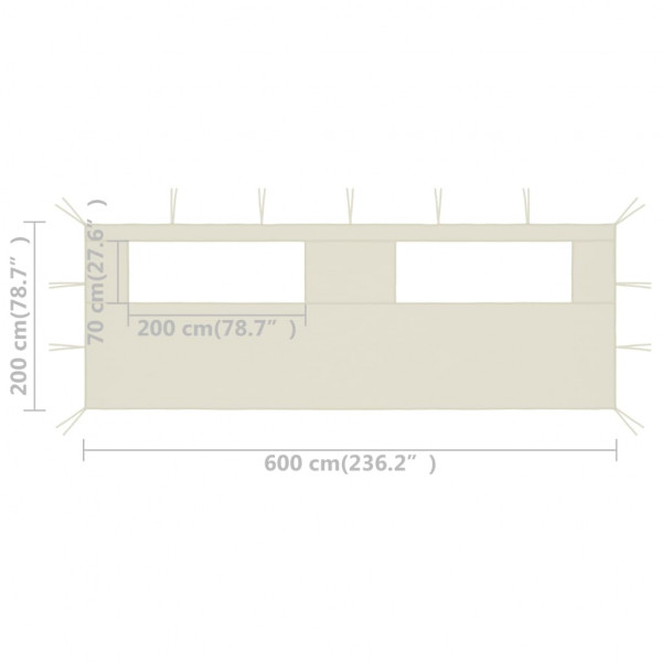 Pared lateral de cenador con ventanas color crema 6x2 m M 4