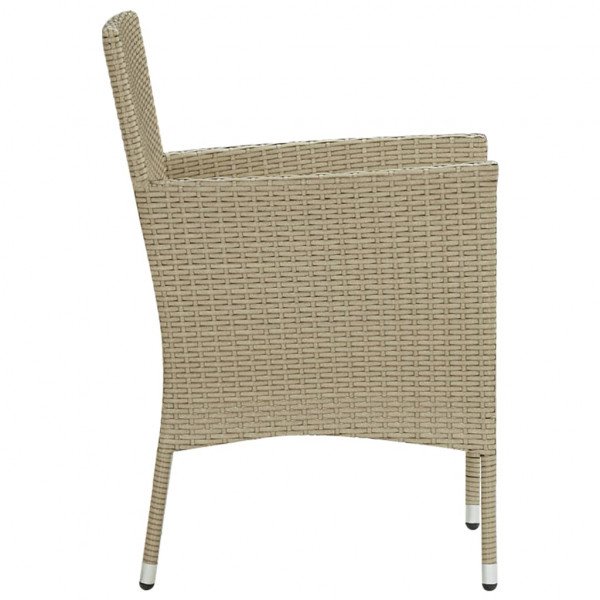 Juego de comedor de jardín 7 piezas ratán sintético beige M 5