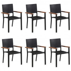 Juego de comedor de jardín 7 piezas ratán sintético negro H