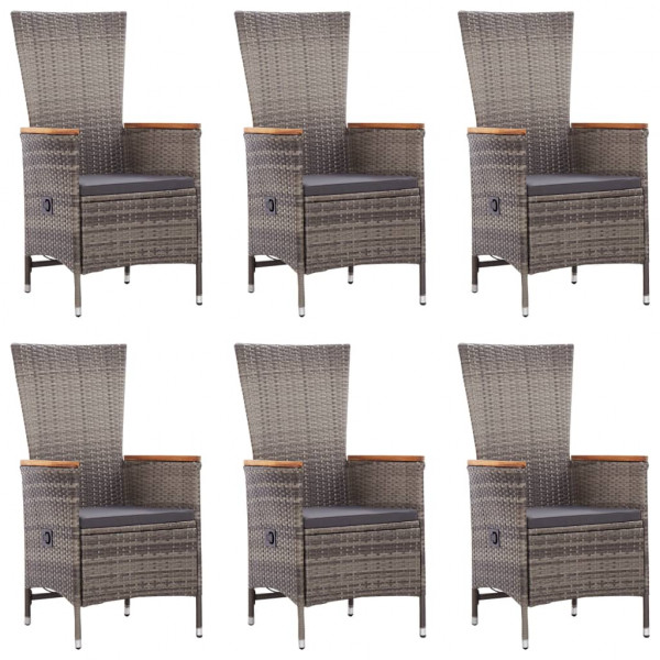 Juego de comedor de jardín 7 piezas ratán sintético gris M 3