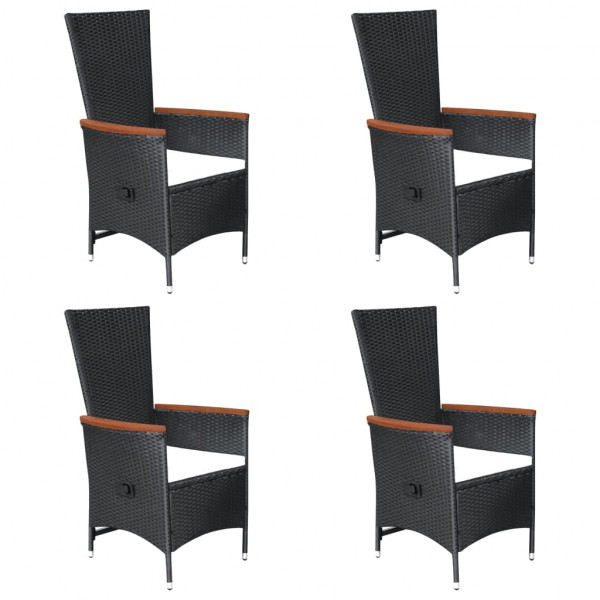 7 pcs conjunto de jantar para jardim vime PE preto M 2