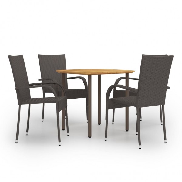 Set de muebles de comedor de jardín 5 piezas de ratán marrón D