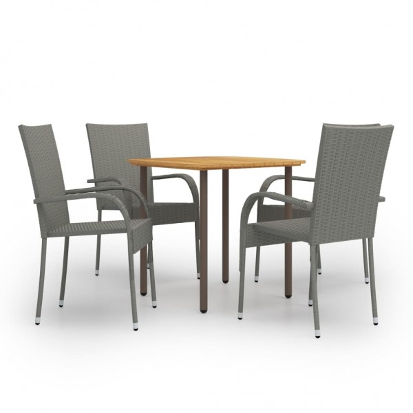 Set de muebles de comedor de jardín 5 piezas ratán PE gris D