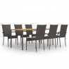 Set de muebles de comedor de jardín 7 piezas de ratán marrón 1