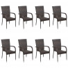 Set de muebles de comedor de jardín 9 piezas de ratán marrón 2