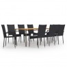 Set de muebles de comedor de jardín 9 piezas ratán PE negro 1